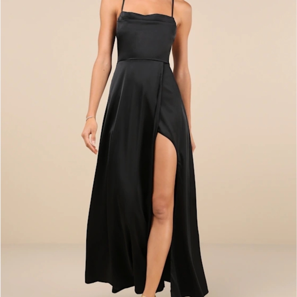 Lulu's Elegant Black Maxi Dress